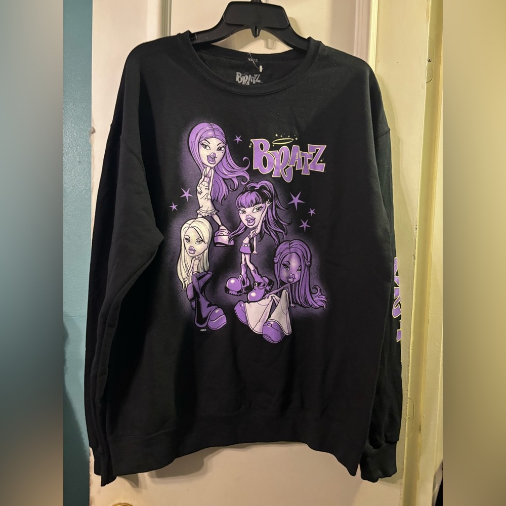 NWOT BRATS Sweatpants  black with purple 🟣size(L) long 28”1/2 PTP 23”1/2